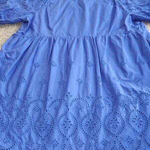 Old Navy Blue Eyelet Dress 100% Cotton Size XL